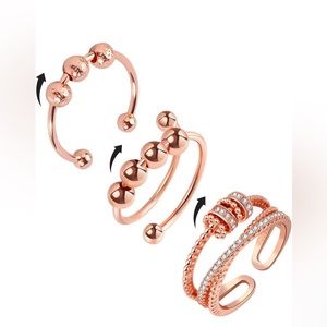 New. 3pcs Spinner Ring Fidget Ring Anxiety Rose Gold Ring set☀️